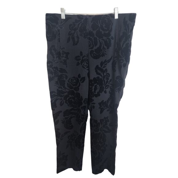 Chico's Flocked Damask Black Pants, Chico's Size 2.5/Large - Picture 1 of 5